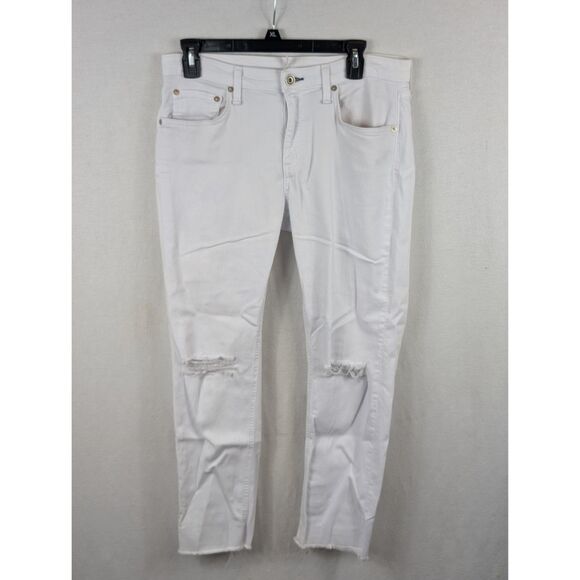Rag & Bone Dre Low-Rise Slim Boyfriend Jeans White Women's Size 28